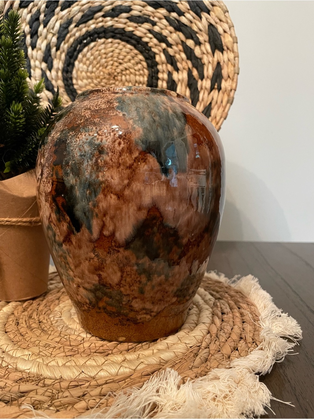 Mccoy Brown and Blue Glazed Decorative Vase